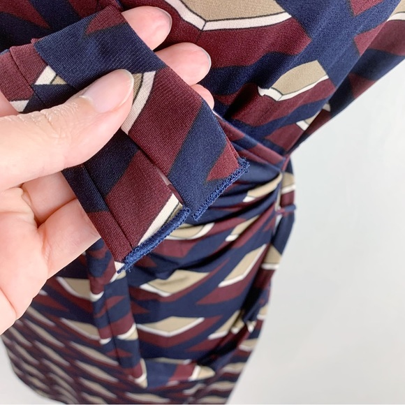 Gilli burgundy & navy blue faux wrap tie waist dress - Picture 10 of 12
